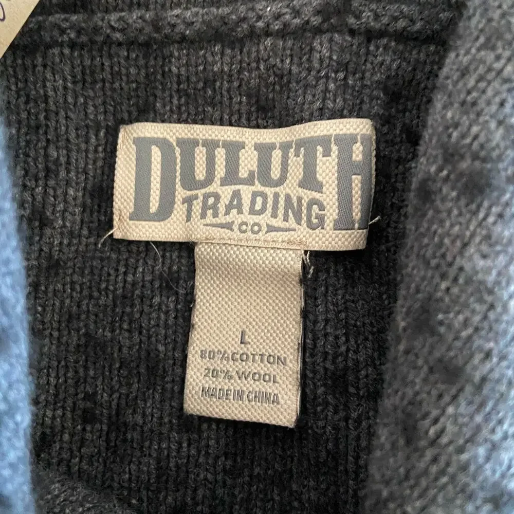Duluth Trading Cotton Wool Blend Cowl Neck Sweater - Men's Size L